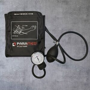 Paramed Manual Blood Pressure Cuff Aneroid Sphygmomanometer Black 22-42cm Adult